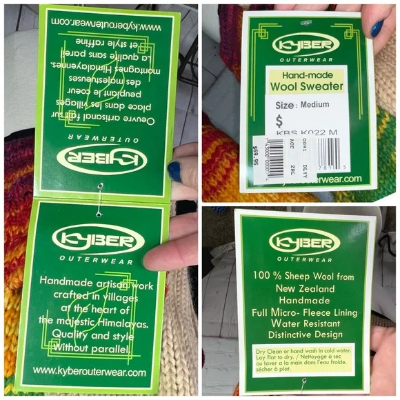 🧸🌈NWT🤩 |•KYBER•| Hand Made Wool Bear Fleece Lined Sweater + Mittens🌈 - Picture 14 of 16